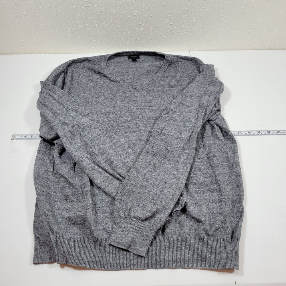 J Crew Women's Heathered V-Neck‎ Long Sleeve Sweater Size Large Gray